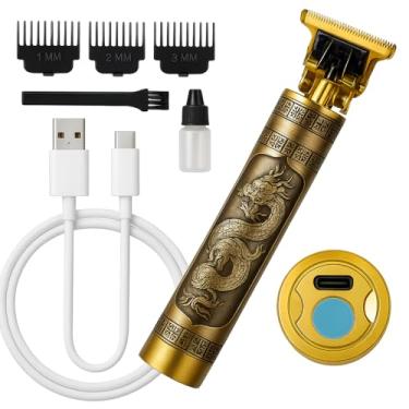Imagem de Máquina Profissional Dragão Acabamento Sem Fio Cabelo Barba Pezinho Personalizada Com Limitador de Lâmina Ajustável Recarregável 4 Pentes Óleo Escovinha Kit Conjunto Aparador Acabamento - Premium