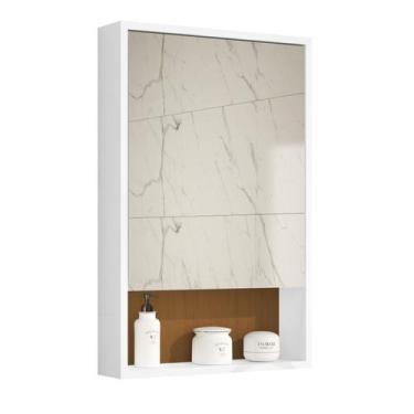 Imagem de Armário Banheiro Aéreo 1 Porta Espelho Branco Nature Gaia - Emes Movei