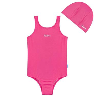 Imagem de Maiô Natação Infantil com Touca Proteção UV50+ Pink Neon Kamylus