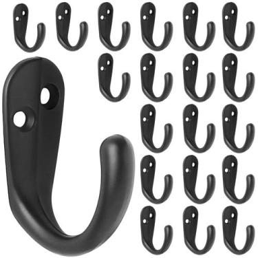 Imagem de Coat Hooks iBosins montados na parede, pino único, 20 unidades, preto