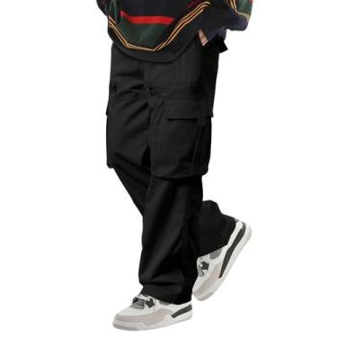 Imagem de Calças cargo ZAFUL Wild Loose Fit Y2K Drawstring pretas XL masculinas