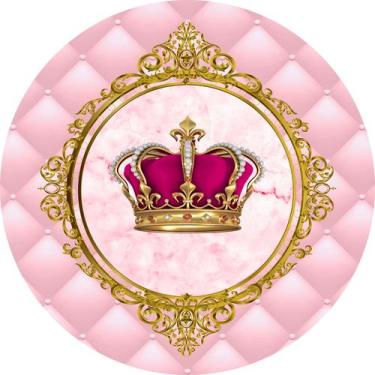 Imagem de Painel de Tecido Sublimado Redondo Realeza Rosa Capitone Arabescos Dou