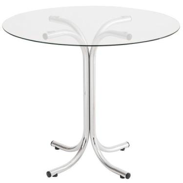 Imagem de Mesa Redonda com Tampo de Vidro 4111 Unimóvel - Unimovel, Cromado