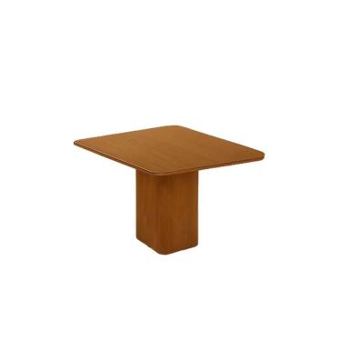 Imagem de Mesa De Sala Jantar Maldivas C/ Tampo Madeirado C/ Canto Curvo 90x90cm Flex Naturale/off White Ou Naturale - Rufato