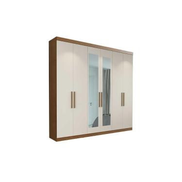 Imagem de Guarda Roupa Casal 6 Portas (2 C/ Espelho) E 2 Gavetas Ph1707 Cedro/off White - Herval