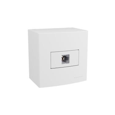 Imagem de Caixa De Sobrepor 75x75 Com Tomada Para Telefone Margirius Sleek Rj11 4 Fios Branca