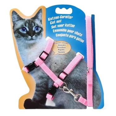 Imagem de Coleira Para Gatos Com Guia Peitoral Ajustável E Confortável (Rosa)