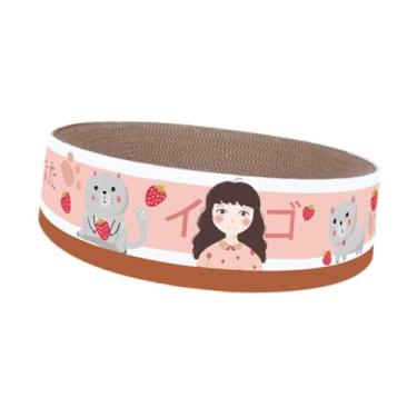 Imagem de IEUDNS Arranhador de papelão para gatos, placa para arranhar, sofá, almofada de arranhar corrugada resistente, cama para arranhar para gatos em ambientes, Rosa