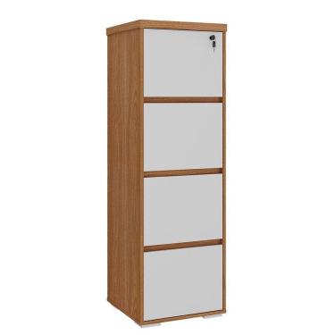 Imagem de Armário Para Escritório Com 4 Gavetas E Chave Arquivo Freijó/branco