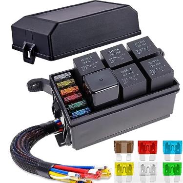 Imagem de Gebildet Caixa De Fusíveis E Relés De 12V Com 5pcs Jd1914 De 5 Pinos E 40A E 1pc 4 Pinos Com 6 Lâminas Atc/Ato, Caixa De Fusíveis E Relés Universal À Prova D'Água