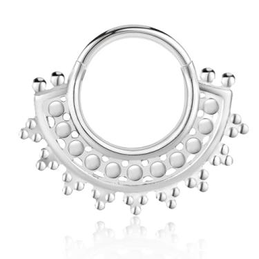 Imagem de Vankula Anel de septo de 16G/8 mm, hipoalergênico, segmento de nariz, brincos de cartilagem, piercing corporal, para DaithTragus Rook, homens e mulheres, 1.2mm(16G)*8mm, Aço inoxidável, Sem Pedra