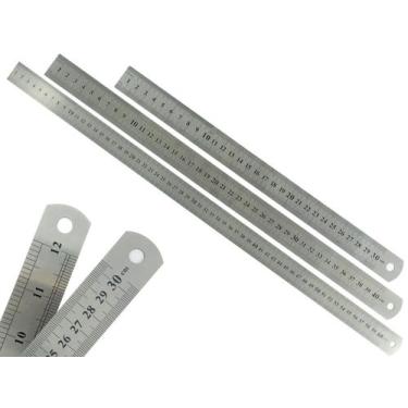 Imagem de Kit Com 3 Réguas Metal Leve De Aço Inoxidável Tamanho 30 40 e 60 cm Ma