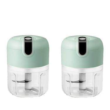 Imagem de Mini processador moedor elétrico carne legumes alho frutas amêndoa recarregável USB moedor de alho(Verde-2PCS)