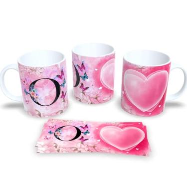 Imagem de Caneca de Porcelana Personalizada Alfabeto Letra Inicial com Borboleta (O)