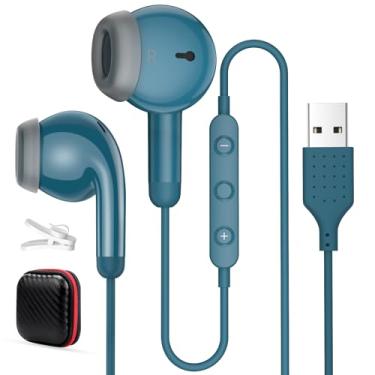 Imagem de Fones de ouvido USB para PC, fones de ouvido com microfone para computador, fone de ouvido USB com fio com microfone, controle de áudio, isolamento de ruído, fones de ouvido estéreo para laptop Dell