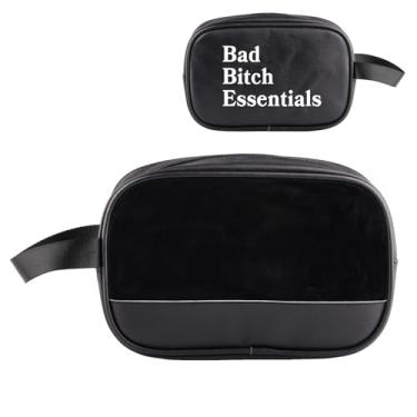 Imagem de PWHAOO Bolsa de cosméticos sarcástica engraçada Bad Bi*ch Essentials Bolsa de cosméticos Boss Lady presente para melhor amiga, Bolsa Bad Bi*ch Essentials