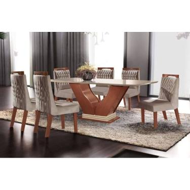 Imagem de Sala de Jantar Completa com 6 Cadeiras 1,80x0,90m - Safira Atena - LJ Móveis