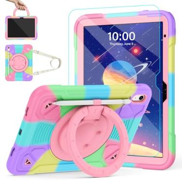 Imagem de TOMORRY Capa para iPad (A16) 11ª geração 11 polegadas 2025/10ª geração 10,9 polegadas 2022 com protetor de tela com suporte giratório de 360° | alça de ombro | porta-lápis | capa protetora | colorida