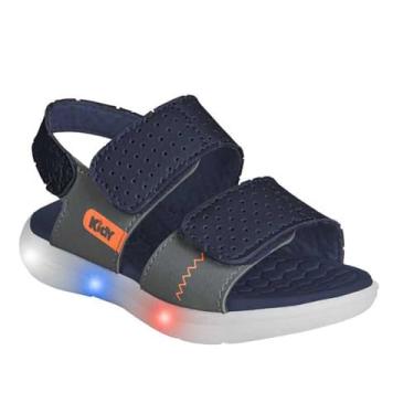 Imagem de Sandália Infantil Menino Kidy Flex Light Luzes LED Azul Marinho 23