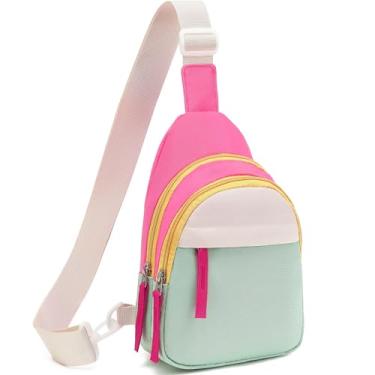 Imagem de PRLINJSK Linda bolsa tiracolo para meninas, pochete infantil, bolsa transversal para adolescentes, presente de aniversário, bege e verde, Small, Pochete
