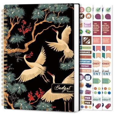 Imagem de Planejador de orçamento estético – Agenda financeira mensal com caderno rastreador de despesas, organizador de notas sem data para gerenciar suas finanças, livro de contas com guindaste colorido