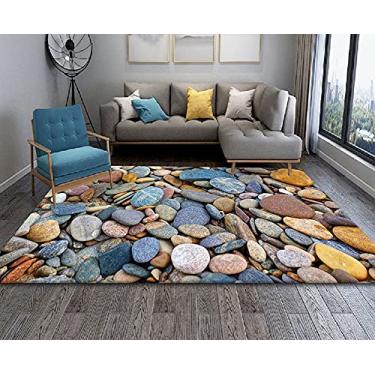 Imagem de Tapetes de área 3D de paralelepípedos tridimensional sala de estar tapete visão corredor tapete hotel escritório criativo quarto pedra tapete B-140 * 200cm (cor: E, tamanho: 200 * 300cm)