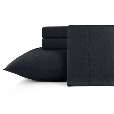 Imagem de Pointehaven Conjunto de lençóis com bolso profundo de flanela carvão mesclado 180 GSM algodão escovado 4 peças, Queen