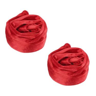 Imagem de PATIKIL Capa de corrente de lustre de 1 m, 2 peças de tecido de veludo, capa decorativa de cordão para fios de lustre, cabo giratório, estilo gancho e laço, vermelho