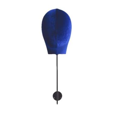 Imagem de MotiveTech Suporte para cabeça de peruca, suporte versátil para decoração de casa, modelo de cabeça de manequim, para chapéus e apliques de cabelo, Azul