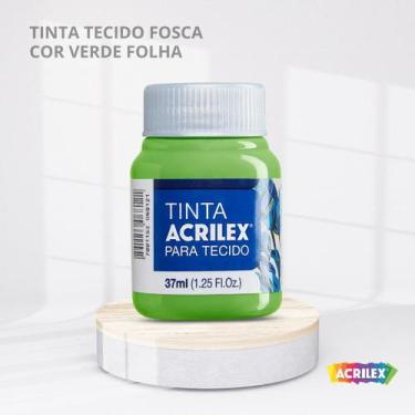 Imagem de Tinta para tecido fosca com 37ml cor verde folha - ACRILEX