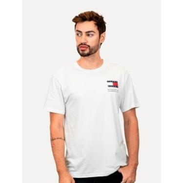 Imagem de Camiseta Tommy Jeans Masculina Regular Essential Flag Text Branca-Masculino