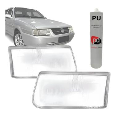 Imagem de Kit Par de Lentes Farol Santana 1998 1999 2000 2001 2002 2003 2004 2005 2006 + Selante PU