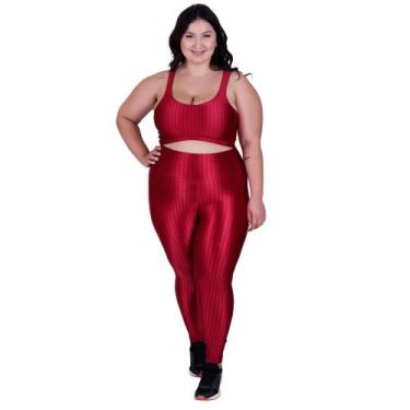 Imagem de Conjunto Fitness Plus Size Cós Alto Top de Academia e Calça Cintura Al