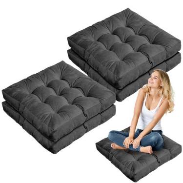 Imagem de Almofada de chão Jerify, pacote com 4, 55x55x10 cm, cinza cotelê
