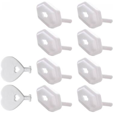 Imagem de Conjunto 8 Protetores Para Tomada Lyor Com 2 Chaves 3x2x1,5cm Branco