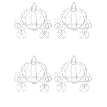 Imagem de 4 Pcs Caixa De Doces De Ferro Centro De Mesa Quinceanera Porta Doces Carrinho De Doces Vagão De Casamento Doces De Presente Bebê Tome Um Banho Pequena Caixa De Presente Branco