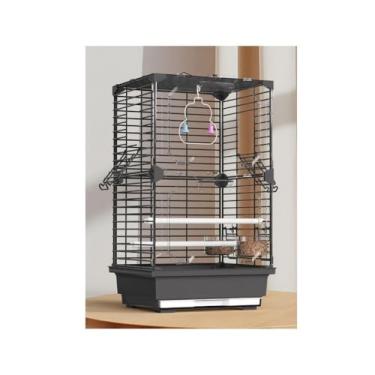 Imagem de Gaiola para pássaros, papagaio, pássaro, acrílico, visualização de paisagem, chassi aprofundado, fácil de limpar, ninho de pássaro (preto)