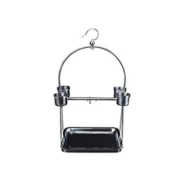 Imagem de YAYA2021-SHOP Gaiola de pássaro de aço inoxidável Suporte de papagaio pequeno e médio grande rack de pássaro pele de tigre Myna gaiola de pássaro com chassi de copo de comida para periquitos canários