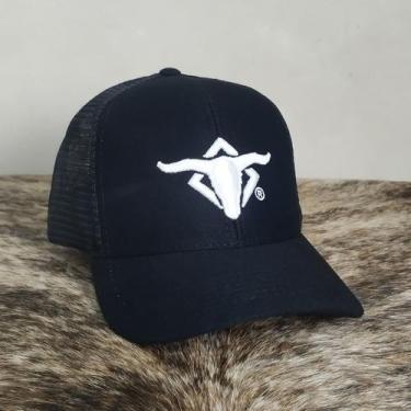 Imagem de Boné Country Telinha Aba Curva Texanos Trucker Preto Branco