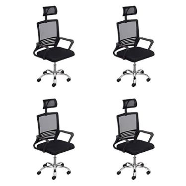 Imagem de Loft7 Home Decor, Kit 4 Cadeiras de Escritório Giratória Alta Lyon, Preto