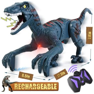 Imagem de Brinquedo Dinossauro Velociraptor Robô com Controle Remoto, Balança a Cabeça e Rabo para Crianças Acima de 3 Anos, DibyAgl