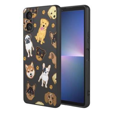 Imagem de HTXWXJC Capa de telefone para Sony Xperia 5 V, Sony 5 V XQ-DE54 capa à prova de choque flexível bumper TPU capa macia padrão cão capa para telefone Sony Xperia 5 V cachorro preto