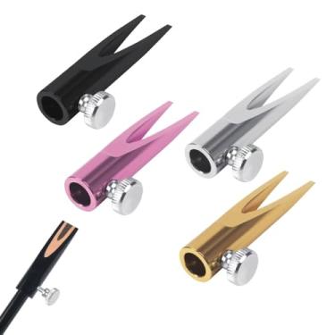 Imagem de NentMent Pacote com 4 modeladores de sobrancelha com parafuso de aperto de metal bico de pato apontador de sobrancelha para lápis de sobrancelha de madeira, delineador à prova d'água, delineador de