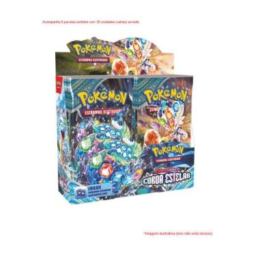 Imagem de 30 Figurinhas (Cartas) Pokémon Coroa Estelar Escarlate e Violeta Copag