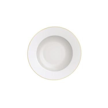 Imagem de Prato Fundo Filetado Tramontina Elisa Em Porcelana Com Borda Dourada 23 Cm