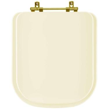 Imagem de Tampa De Vaso Laqueado Axis Creme Para Bacia Deca Com Ferragem Dourada