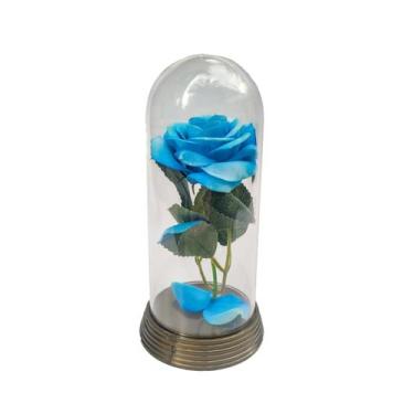 Imagem de Linda Redoma com Rosa Azul , inspirada na A Rosa Encantada do filme a 