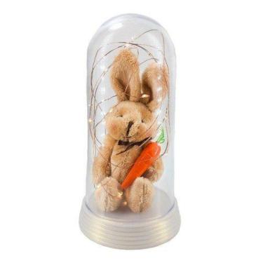 Imagem de Luminária Coelho De Pelúcia Coelhinho Páscoa Cenoura Base Pérola - Amo