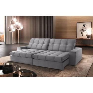 Imagem de Sofá Retrátil Caparaó 2,10M 3 Lugares Molas Ensacadas TXR, Prata