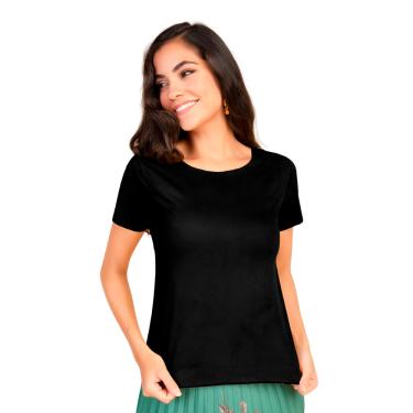 Imagem de Blusa Básica Preta Suede Camurça Manga Curta Donna Martins